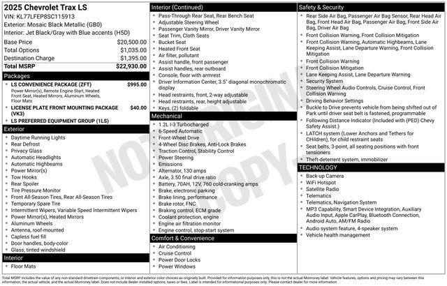Used 2025 Chevrolet Trax LS w/ LS Convenience Package FWD image 32