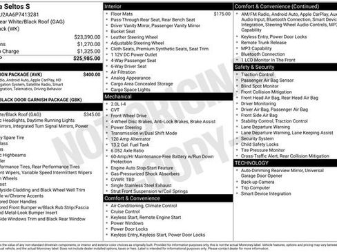 Used 2023 Kia Seltos S w/ Navigation Package FWD image 14