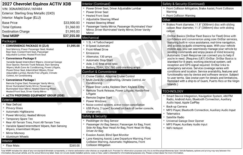 New 2027 Chevrolet Equinox ACTIV w/ Convenience Package III FWD image 51