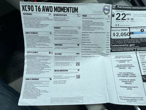 Used 2019 Volvo XC90 T6 Momentum w/ Advanced Package AWD/4WD image 44