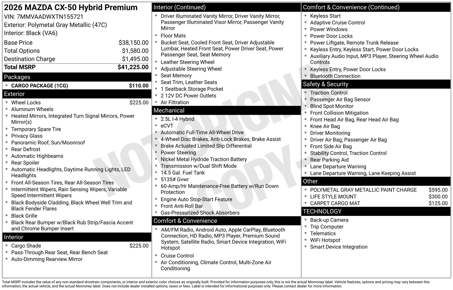 Certified 2026 MAZDA CX-50 AWD 2.5 Hybrid w/ Cargo Package image 28