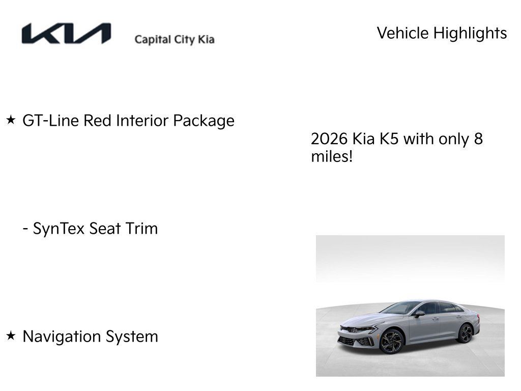 New 2026 Kia K5 GT-Line w/ GT-Line Red Interior Package AWD/4WD image 7