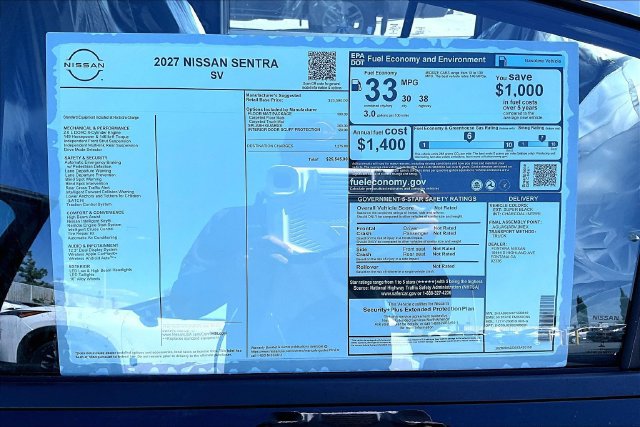 New 2027 Nissan Sentra SV w/ Floor Mat Package FWD image 12
