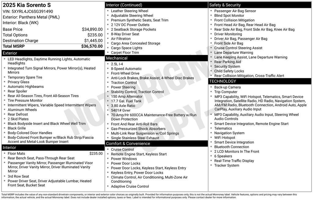 Certified 2025 Kia Sorento S FWD image 8