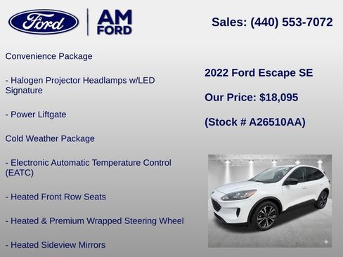 Used 2022 Ford Escape SE w/ SE Sport Appearance Package AWD/4WD image 18