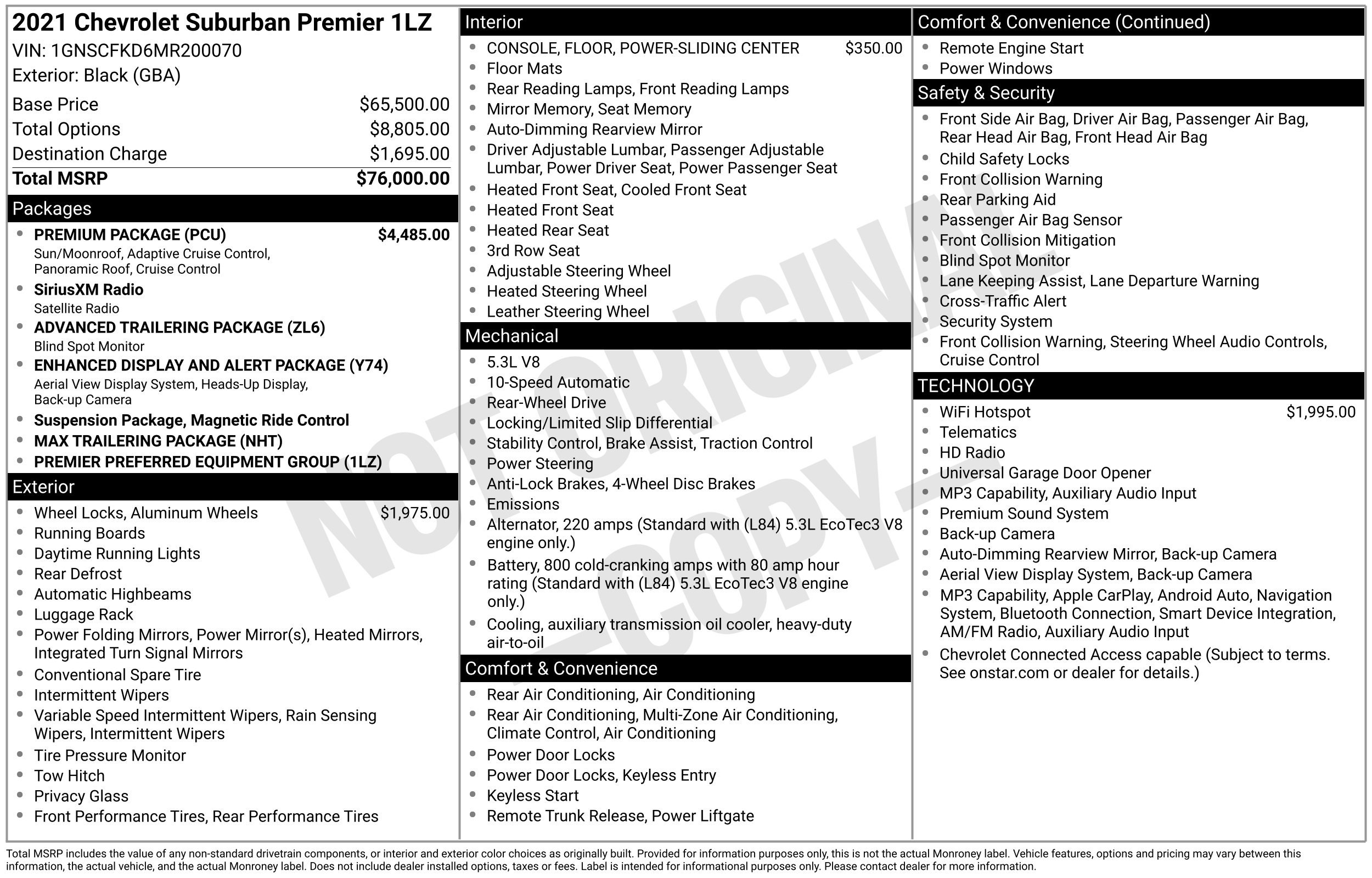 Used 2021 Chevrolet Suburban Premier w/ Premium Package RWD image 2