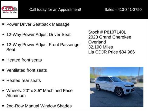 Certified 2023 Jeep Grand Cherokee Overland w/ Luxury Tech Group IV AWD/4WD image 26