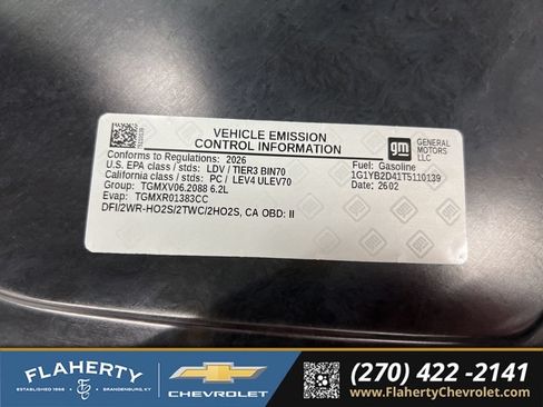 New 2026 Chevrolet Corvette Stingray Preferred Cpe w/ Z51 Performance Package RWD image 13