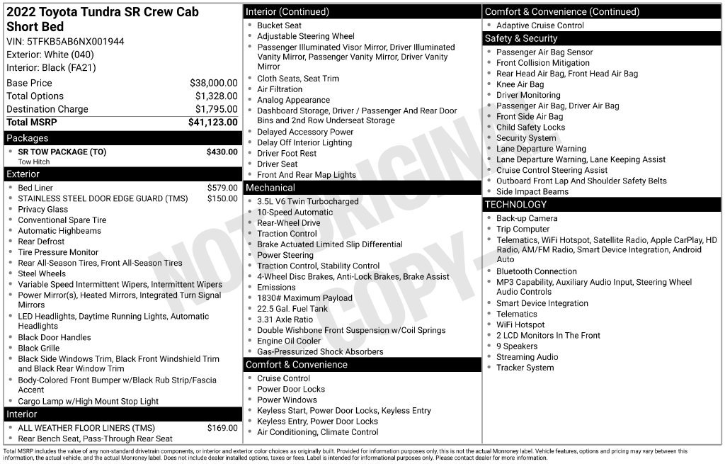 Used 2022 Toyota Tundra SR w/ SR Tow Package RWD image 18