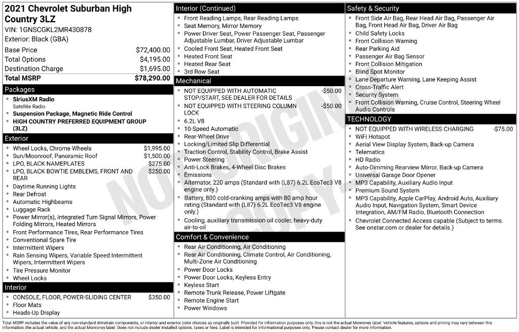 Used 2021 Chevrolet Suburban High Country RWD image 25