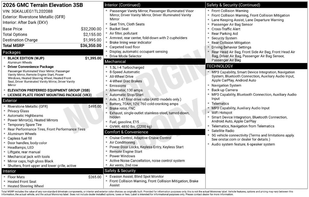 Used 2026 GMC Terrain Elevation w/ Black Edition AWD/4WD image 37