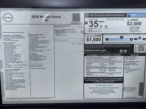 Used 2025 Nissan Versa SV w/ Trunk Package FWD image 6