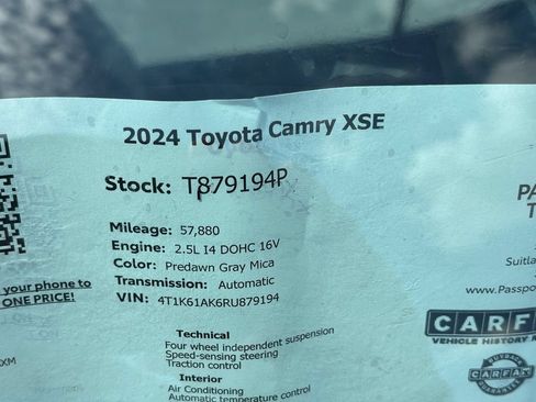 Used 2024 Toyota Camry XSE FWD image 2