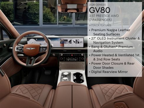 New 2026 Genesis GV80 3.5T Prestige AWD/4WD image 17
