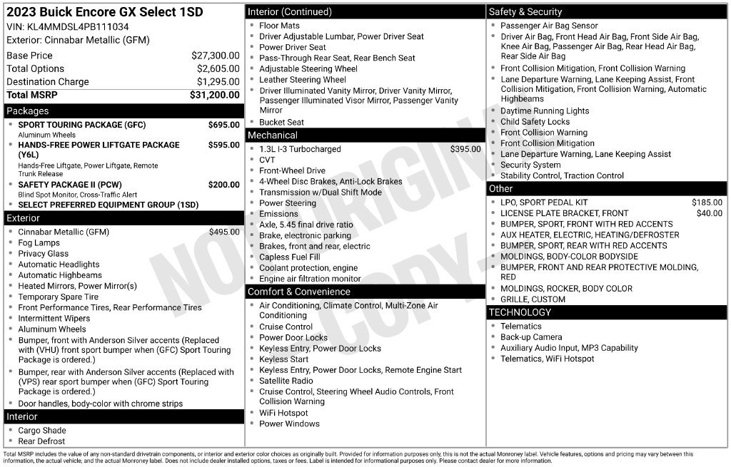 Used 2023 Buick Encore GX Select w/ Sport Touring Package FWD image 5