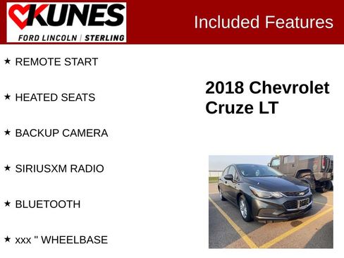 Used 2018 Chevrolet Cruze LT w/ Convenience Package FWD image 2