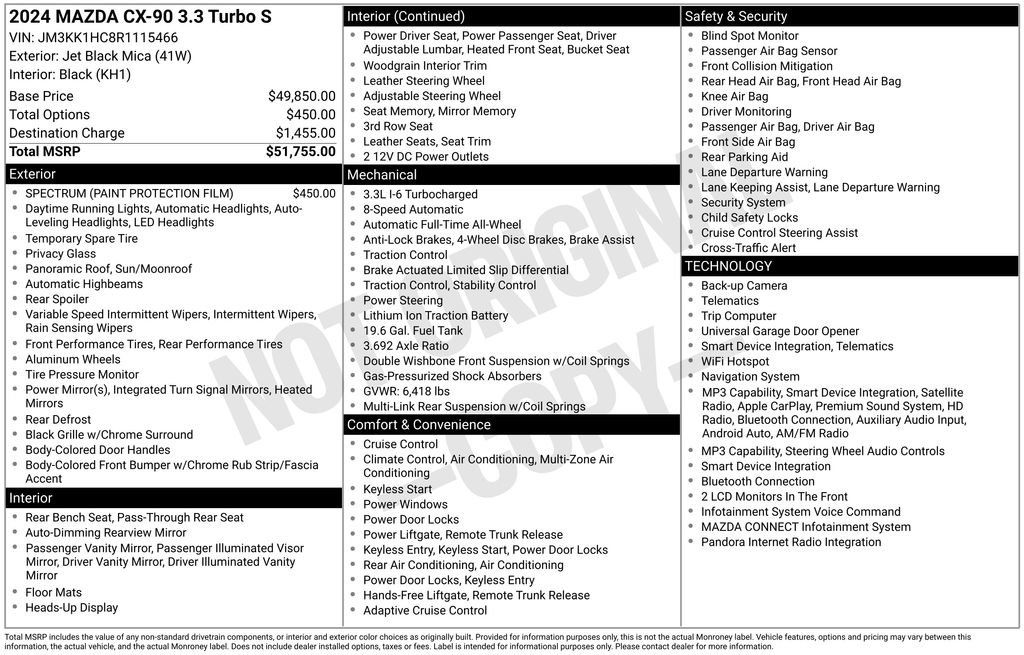 Certified 2024 MAZDA CX-90 3.3 Turbo S AWD/4WD image 12