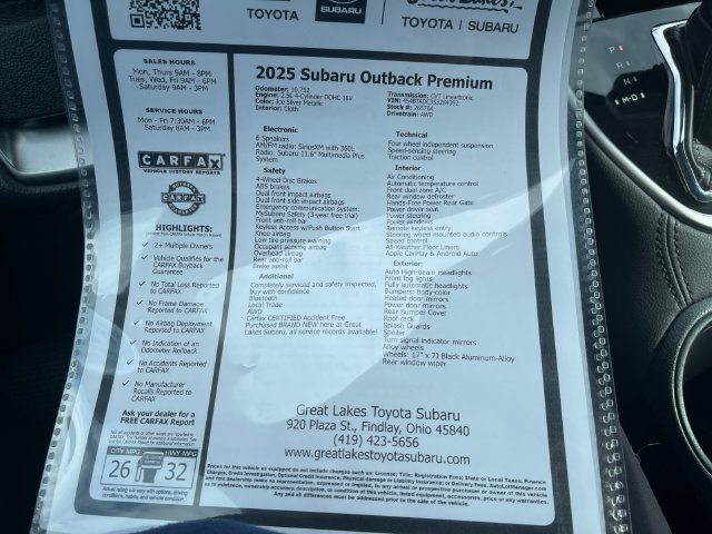 Certified 2025 Subaru Outback Premium AWD/4WD image 27