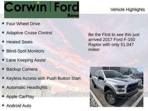 Used 2017 Ford F150 Raptor w/ Equipment Group 801A Mid image 4