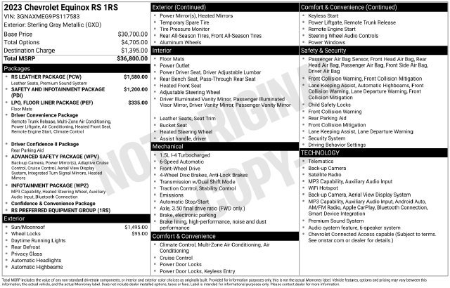 Used 2023 Chevrolet Equinox RS w/ RS Leather Package FWD image 53