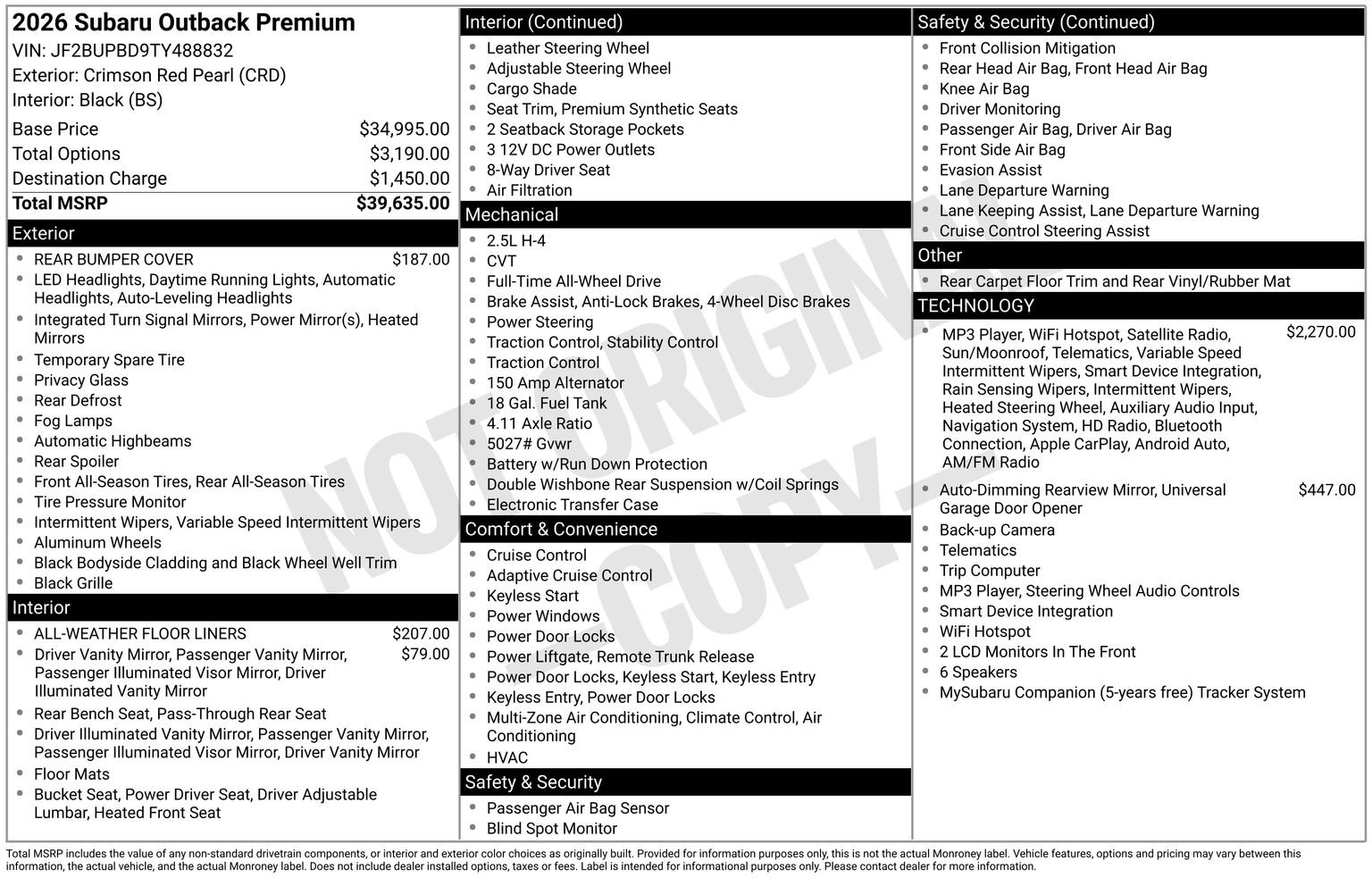 New 2026 Subaru Outback Premium AWD/4WD image 14