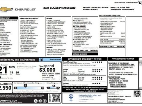 Used 2024 Chevrolet Blazer Premier w/ Driver Confidence II Package AWD/4WD image 3