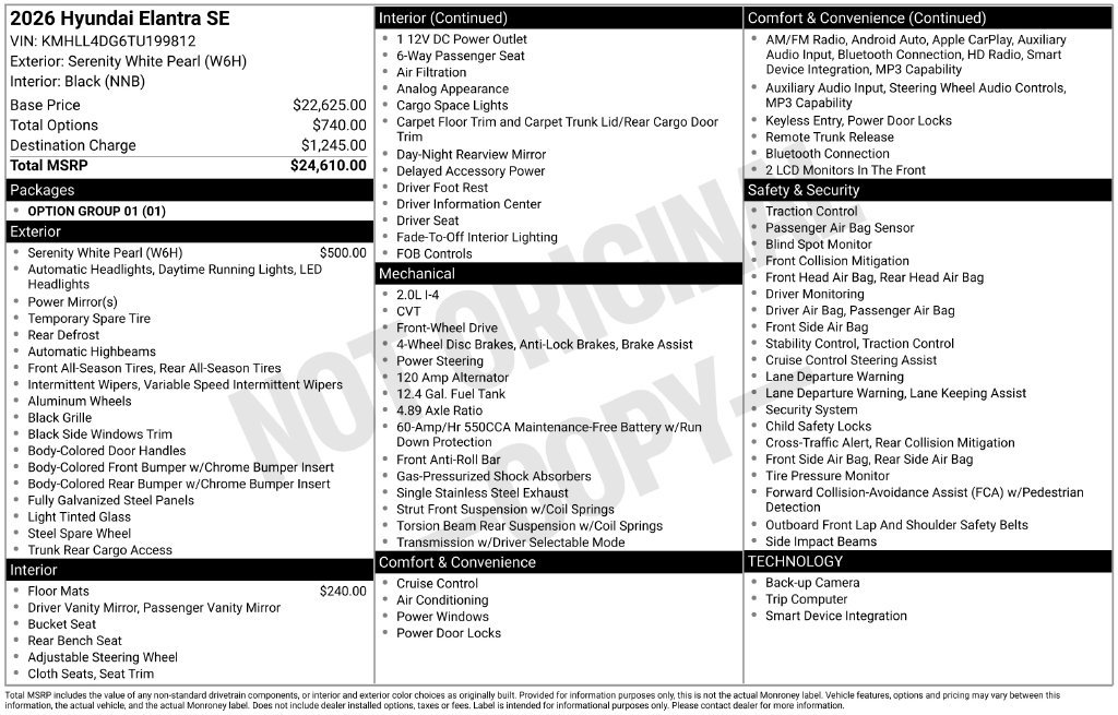Certified 2026 Hyundai Elantra SE FWD image 6