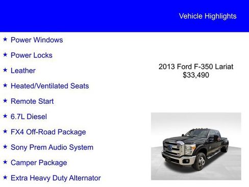 Used 2013 Ford F350 Lariat w/ Lariat Interior Pkg image 2