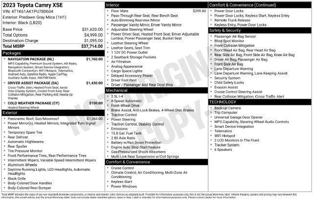 Certified 2023 Toyota Camry XSE w/ Navigation Package FWD image 35