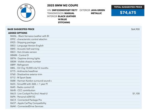 Used 2025 BMW M2 w/ Lighting Package RWD image 82