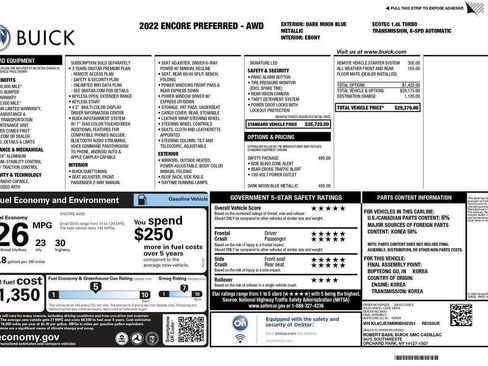 Used 2022 Buick Encore Preferred w/ Safety Package AWD/4WD image 2