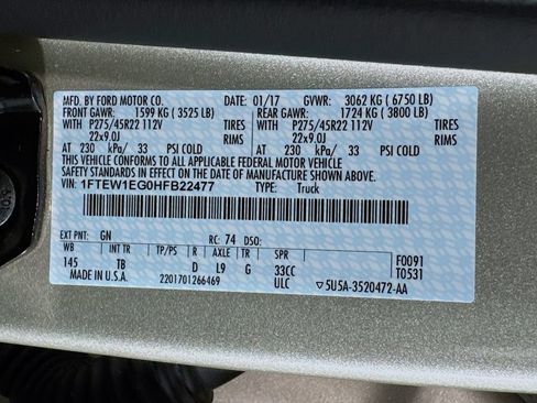 Used 2017 Ford F150 Limited w/ Trailer Tow Package AWD/4WD image 32