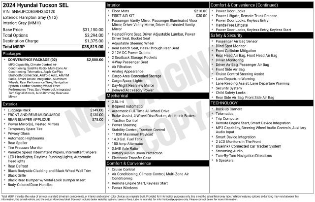 Used 2024 Hyundai Tucson SEL w/ Convenience Package AWD/4WD image 4