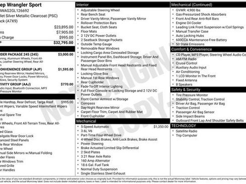 Used 2016 Jeep Wrangler Sport w/ Quick Order Package 24S image 29