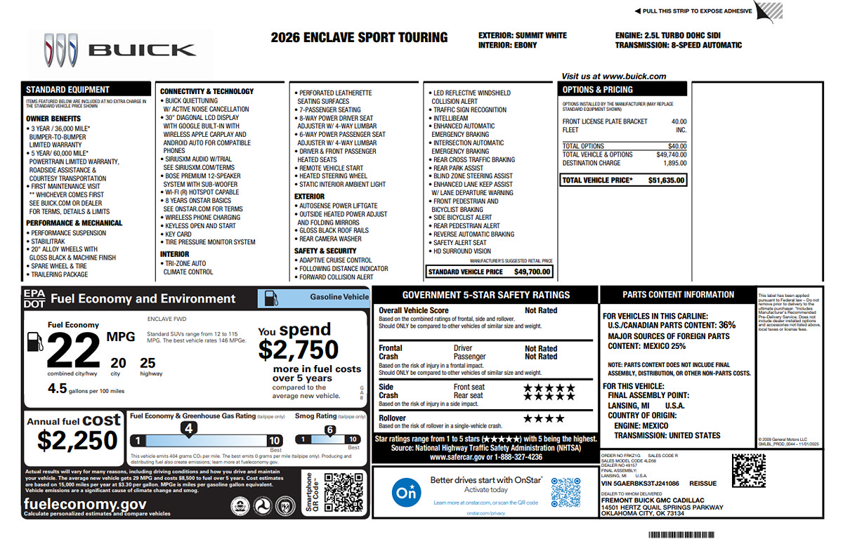 Used 2026 Buick Enclave Sport Touring FWD image 2
