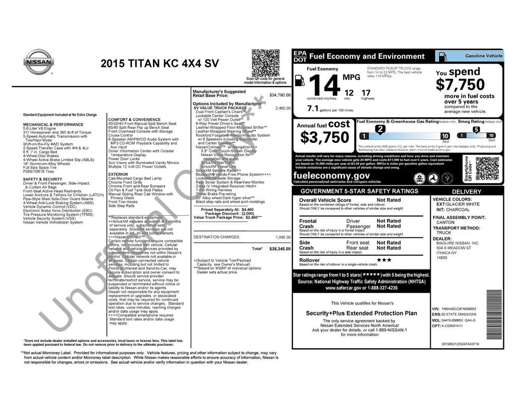 Used 2015 Nissan Titan SV w/ SV Value Truck Package AWD/4WD image 28