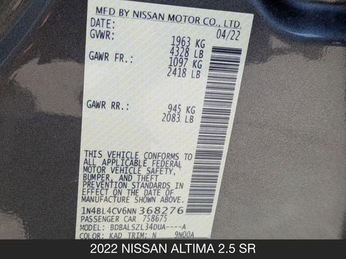 Used 2022 Nissan Altima 2.5 SR FWD image 24