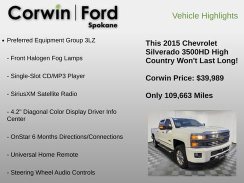 Used 2015 Chevrolet Silverado 3500 High Country w/ Duramax Plus Package image 24