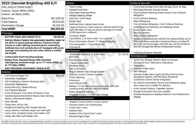 Used 2025 Chevrolet Brightdrop 400 w/ Battery Pack, Max Range AWD/4WD image 7