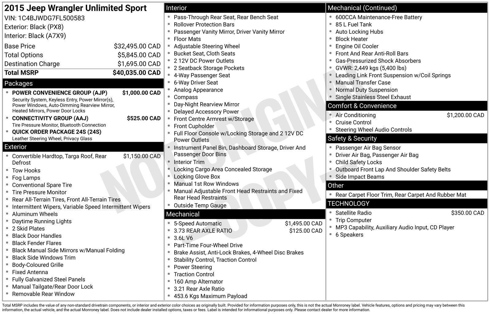 Used 2015 Jeep Wrangler Unlimited Sport w/ Power Convenience Group AWD/4WD image 3