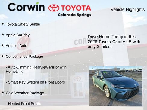 Used 2026 Toyota Camry LE w/ Convenience Package image 8
