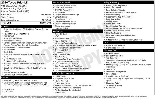 Used 2026 Toyota Prius LE FWD image 35