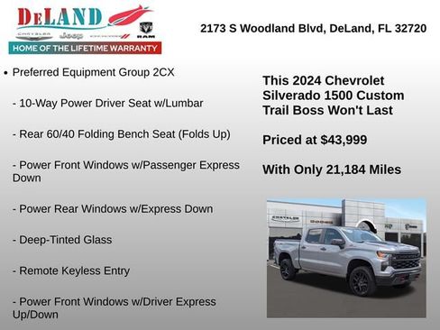 Used 2024 Chevrolet Silverado 1500 Custom Trail Boss w/ LPO, Dark Essentials Package AWD/4WD image 6