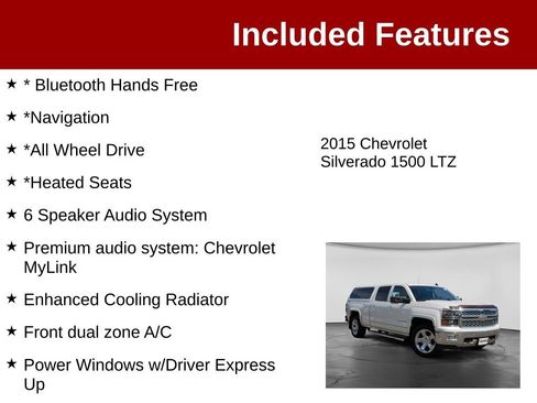 Used 2015 Chevrolet Silverado 1500 LTZ w/ LTZ Plus Package AWD/4WD image 3