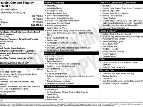 Used 2021 Chevrolet Corvette Stingray Premium Conv w/ 3LT image 7