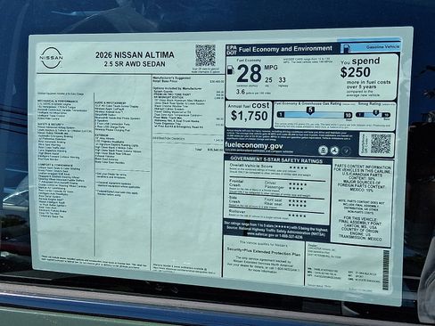 New 2026 Nissan Altima 2.5 SR w/ SR Midnight Edition Package AWD/4WD image 5