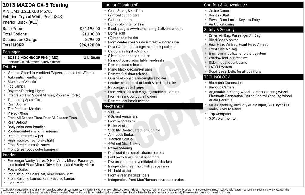 Used 2013 MAZDA CX-5 Touring w/ Bose & Moonroof Pkg FWD image 5