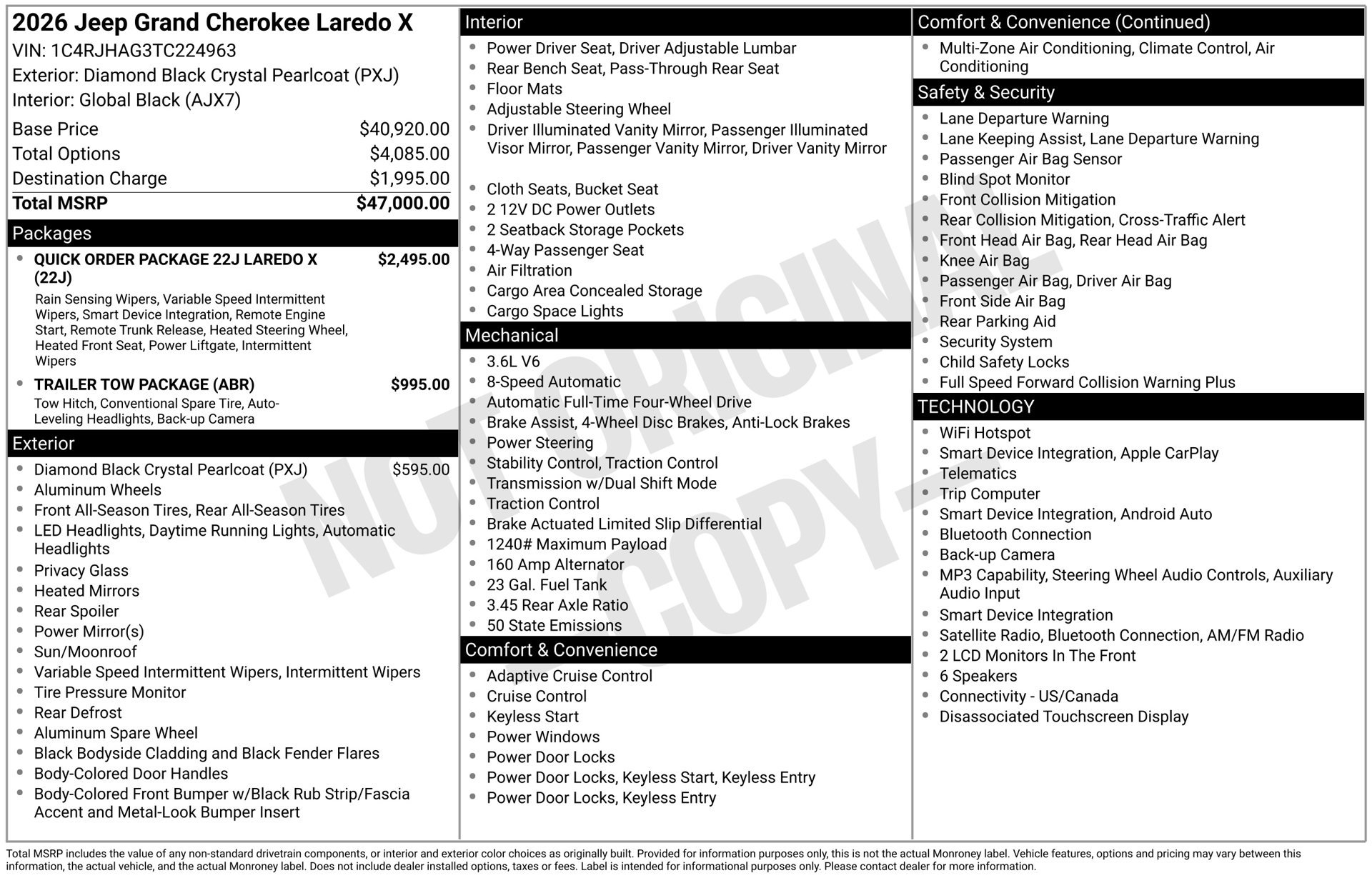 New 2026 Jeep Grand Cherokee Laredo X AWD/4WD image 3