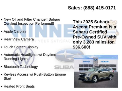 Certified 2025 Subaru Ascent Premium image 7