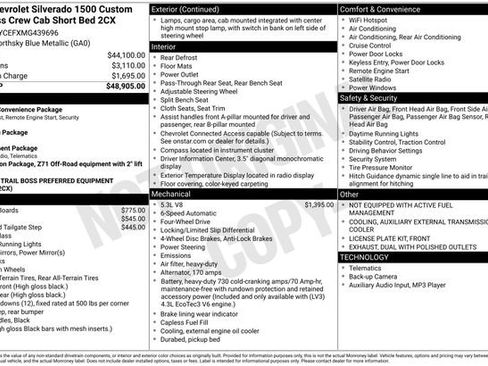 Used 2021 Chevrolet Silverado 1500 Custom Trail Boss AWD/4WD image 15